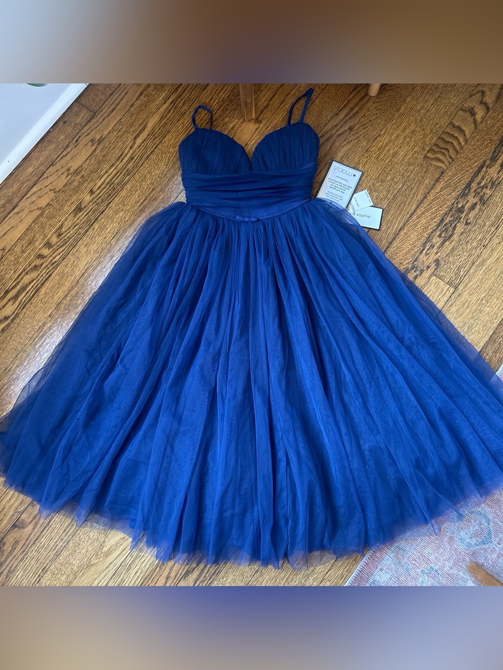 NWT Alex & Sophia Navy Blue Tulle Midi Dress